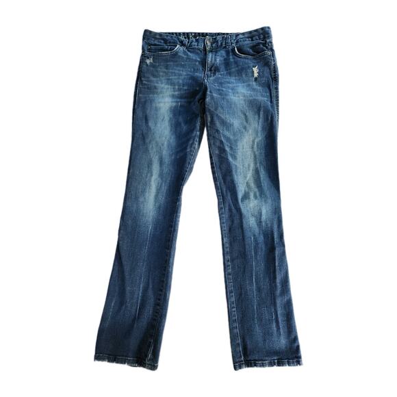 Calvin Klein Pencil Skinny Jeans Blue Denim Size 12 31" Distressed Y2K Med Wash - Picture 12 of 12